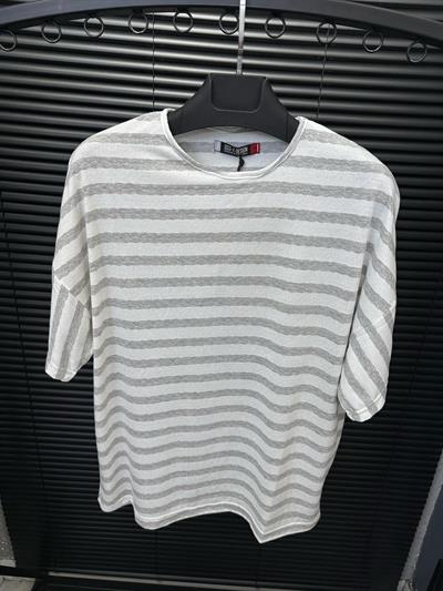 Jakar Çizgili Örme T-Shirt