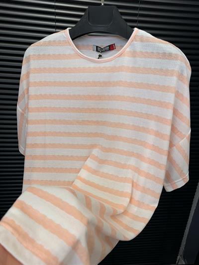 Jakar Çizgili Örme T-Shirt