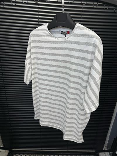 Jakar Çizgili Örme T-Shirt