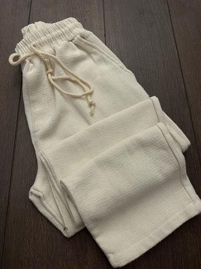 Kafes Baggy Keten Pantolon - Ekru