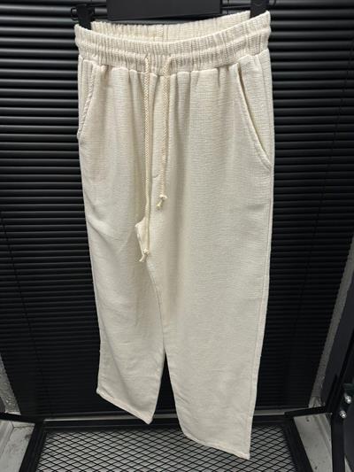 Kafes Baggy Keten Pantolon - Ekru