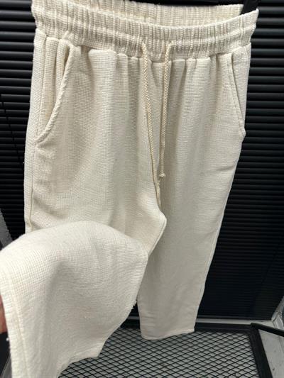 Kafes Baggy Keten Pantolon - Ekru