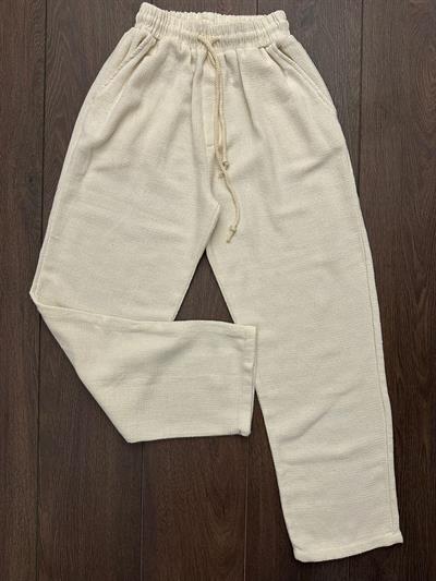 Kafes Baggy Keten Pantolon - Ekru
