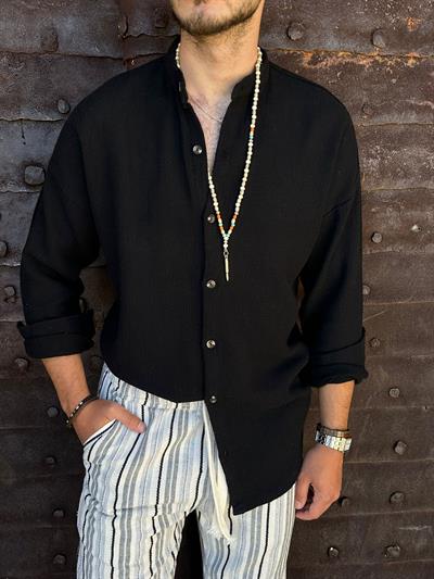 Kafes Buldan Hakim Yaka Gömlek - Siyah