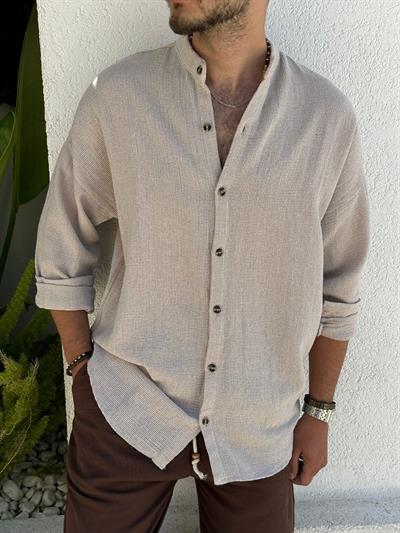 Kafes Buldan Hakim Yaka Gömlek - Bej