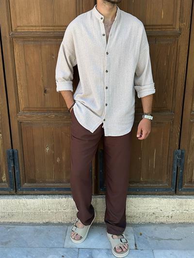 Kafes Buldan Hakim Yaka Gömlek - Bej