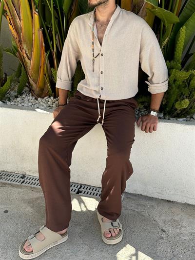 Kafes Buldan Hakim Yaka Gömlek - Bej