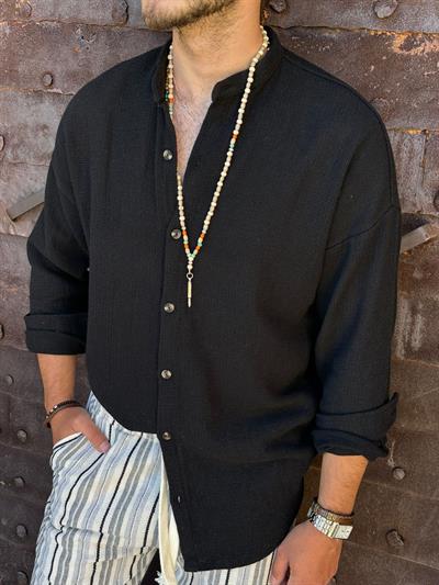 Kafes Buldan Hakim Yaka Gömlek - Siyah