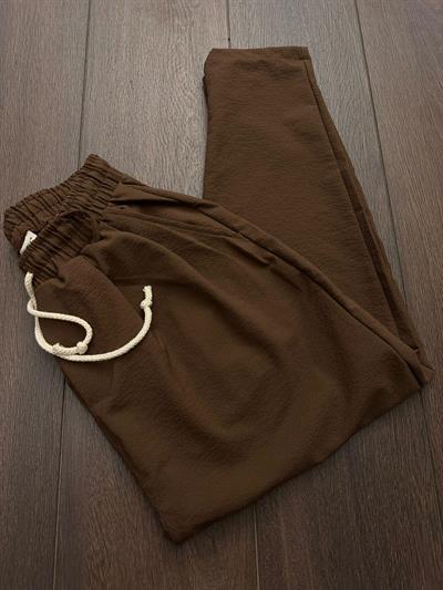 Kapgan Bel Lastikli Baggy Pantolon - Bej