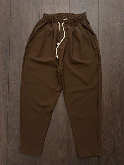 Kapgan Bel Lastikli Baggy Pantolon - Bej