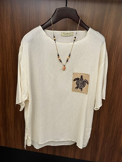 Kaplumbağa Logolu %100 Pamuk Oversize T-Shirt
