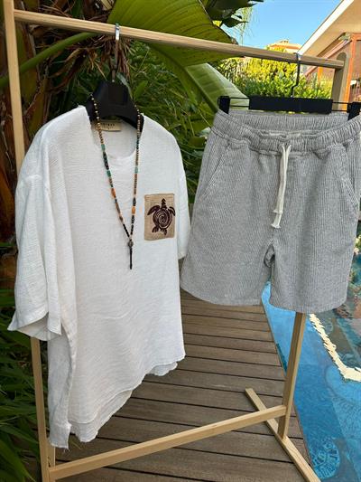 Kaplumbağa Logolu %100 Pamuk Oversize T-Shirt