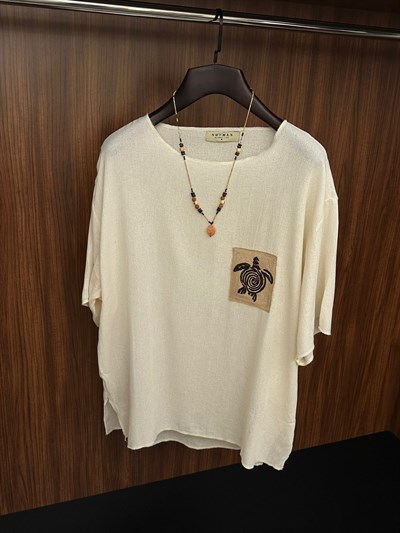 Kaplumbağa Logolu %100 Pamuk Oversize T-Shirt