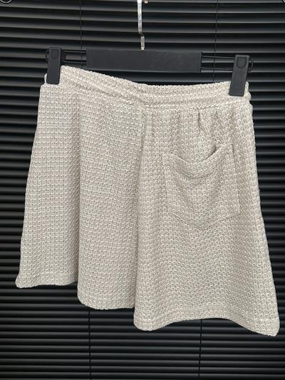 Kırçın Triko Bel Lastikli Şort - Bej