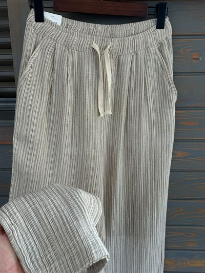 Krabi Müslin Kumaş Çizgili Pantolon