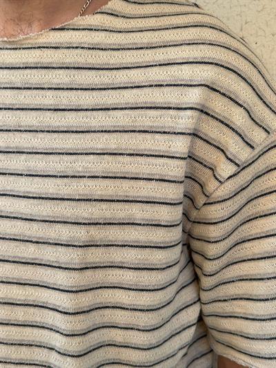 Laurela Çizgili T-Shirt - Kahverengi