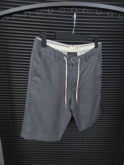 Linen Kumaş %100 Keten Şort - Antrasit