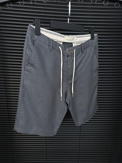 Linen Kumaş %100 Keten Şort - Antrasit