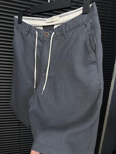 Linen Kumaş %100 Keten Şort - Antrasit