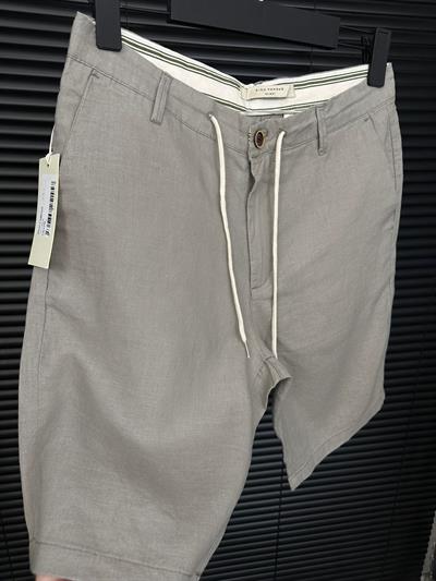 Linen Kumaş %100 Keten Şort - Yeşil