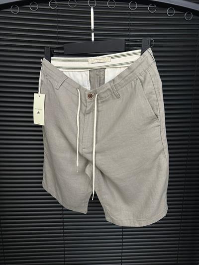 Linen Kumaş %100 Keten Şort - Yeşil