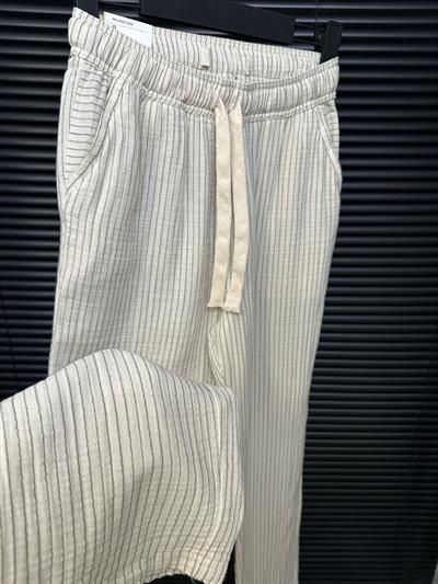 Lyros Çizgili Keten Pantolon