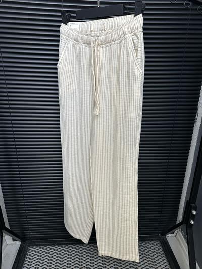 Lyros Çizgili Keten Pantolon