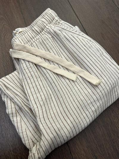 Lyros Çizgili Keten Pantolon