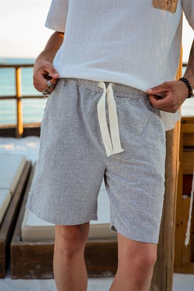 Marbella Keten&Pamuk Siyah Şort