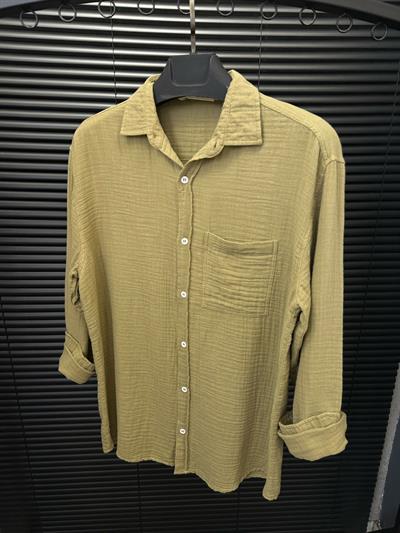 Mikonos Cep Detaylı Basic Müslin Gömlek