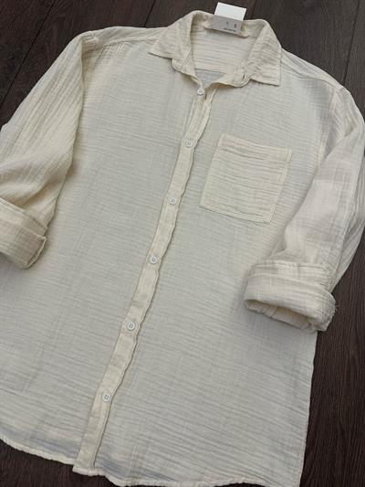 Mikonos Cep Detaylı Basic Müslin Gömlek