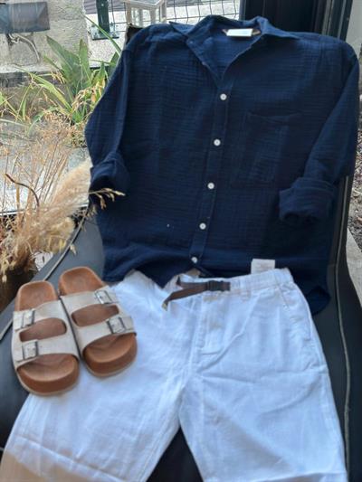 Mikonos Cep Detaylı Basic Müslin Gömlek