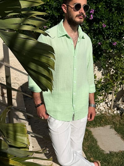 Mikonos Cep Detaylı Basic Müslin Gömlek