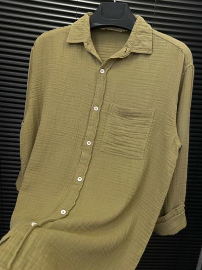 Mikonos Cep Detaylı Basic Müslin Gömlek