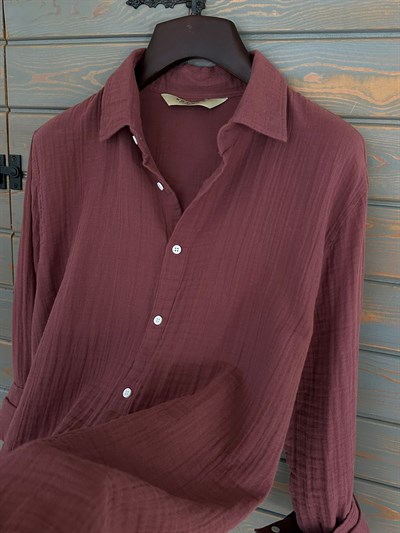 Mikonos Cep Detaylı Basic Müslin Gömlek