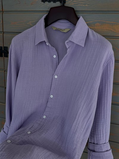 Mikonos Cep Detaylı Basic Müslin Gömlek