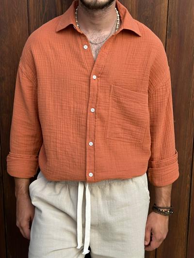 Mikonos Cep Detaylı Basic Müslin Gömlek