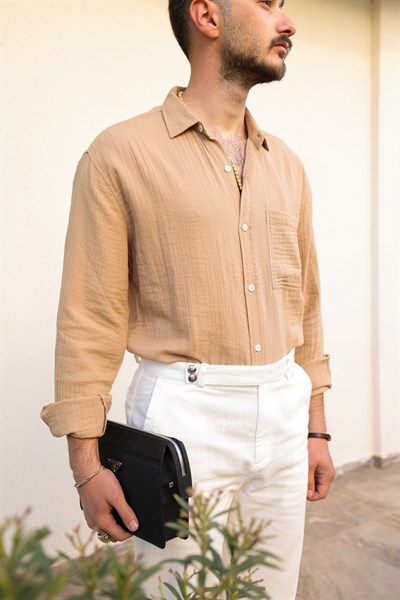 Mikonos Cep Detaylı Basic Müslin Gömlek