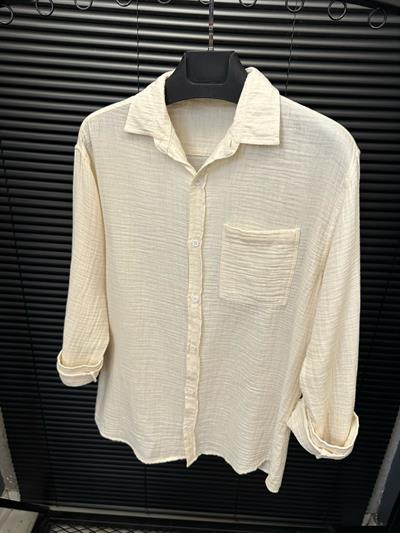 Mikonos Cep Detaylı Basic Müslin Gömlek