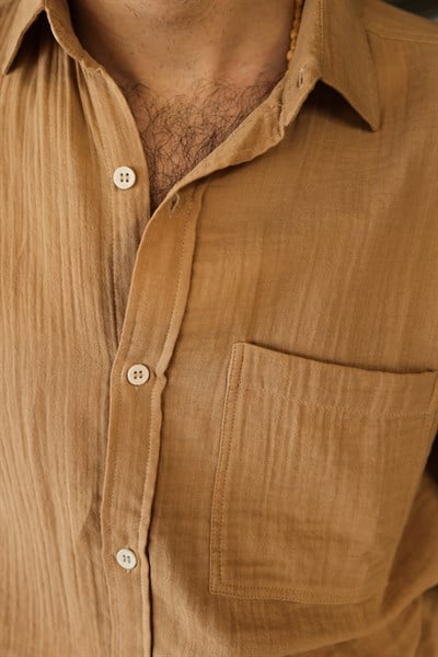 Mikonos Cep Detaylı Basic Müslin Gömlek