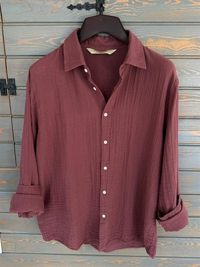 Mikonos Cep Detaylı Basic Müslin Gömlek