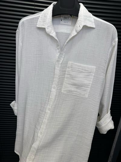 Mikonos Cep Detaylı Basic Müslin Gömlek