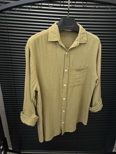 Mikonos Cep Detaylı Basic Müslin Gömlek