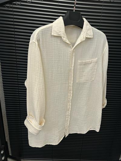 Mikonos Cep Detaylı Basic Müslin Gömlek