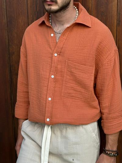 Mikonos Cep Detaylı Basic Müslin Gömlek