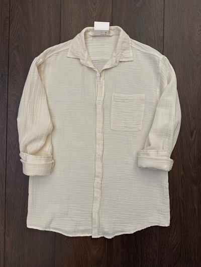 Mikonos Cep Detaylı Basic Müslin Gömlek