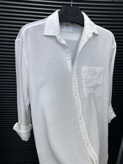 Mikonos Cep Detaylı Basic Müslin Gömlek