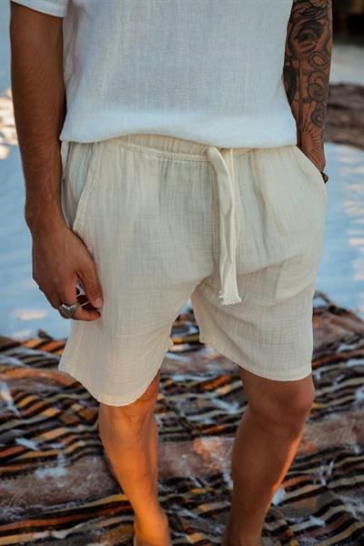 Müslin Kumaş Ekru Şort