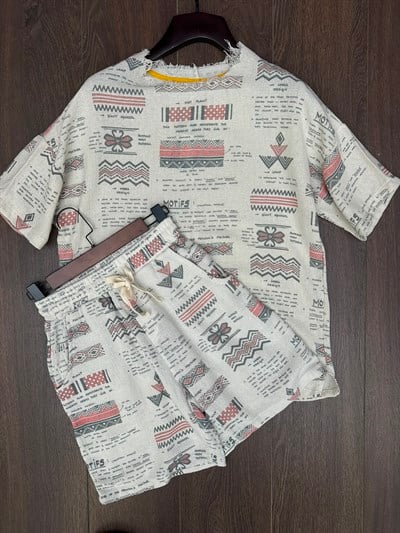 Nora Dijital Baskılı Buldan Kafes T-Shirt