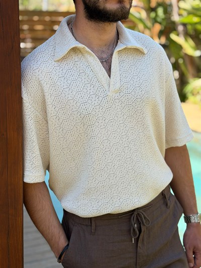 Örme Yakalı Triko T-Shirt